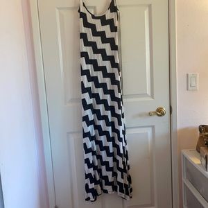 Loila Black and White Low Back Maxi Dress